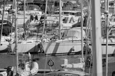 Italy, Sicily, Mediterranean sea, Marina di Ragusa (Ragusa Province); 5 March 2023, luxury yachts in the port - EDITORIAL