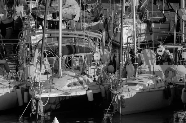Italien Sizilien Mittelmeer Marina Ragusa Provinz Ragusa März 2023 Segelboote — Stockfoto