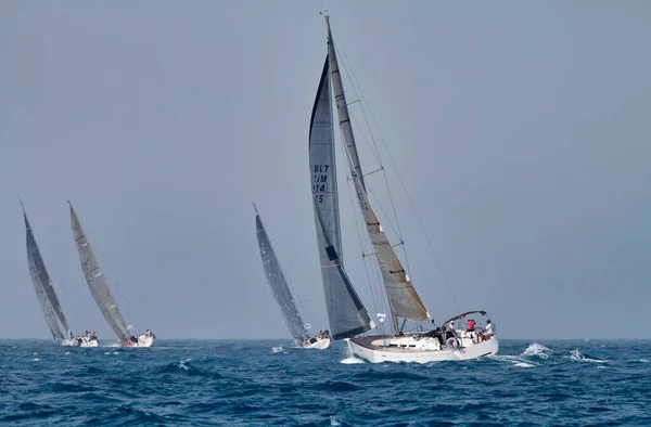 stock image Italy, Sicily, Mediterranean Sea, sailboats race