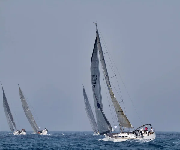 Italy Sicily Mediterranean Sea Sailboats Race — Stock Photo, Image
