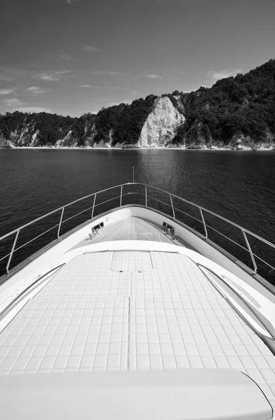 Włochy Toskania Wyspa Elba Widok Wybrzeże Luksusowego Jachtu Azimut — Zdjęcie stockowe