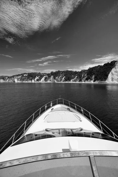 stock image Italy, Tuscany, Elba Island, view of the coastline from a luxury yacht Azimut 75'