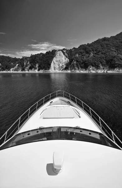 Włochy Toskania Wyspa Elba Widok Wybrzeże Luksusowego Jachtu Azimut — Zdjęcie stockowe