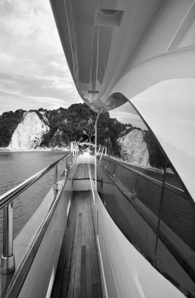 Olaszország Toszkána Elba Sziget Luxus Jacht Azimut Járdán — Stock Fotó