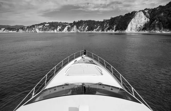 Italy Tuscany Elba Island View Coastline Luxury Yacht Azimut — Stock Photo, Image