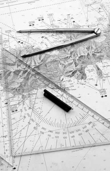 Italy Elba Island Nautical Map Compass — Stock Photo, Image