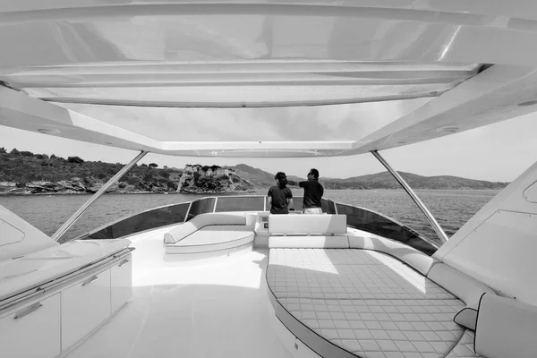 Italy Tuscany Elba Island Luxury Yacht Azimut Flybridge — стоковое фото