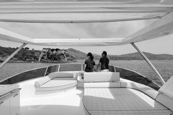 Włochy Toskania Wyspa Elba Luksusowy Jacht Azimut Flybridge — Zdjęcie stockowe