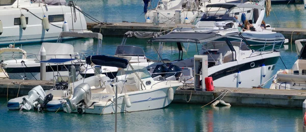 Italien Sizilien Mittelmeer Marina Ragusa Provinz Ragusa Juni 2023 Motorboote — Stockfoto