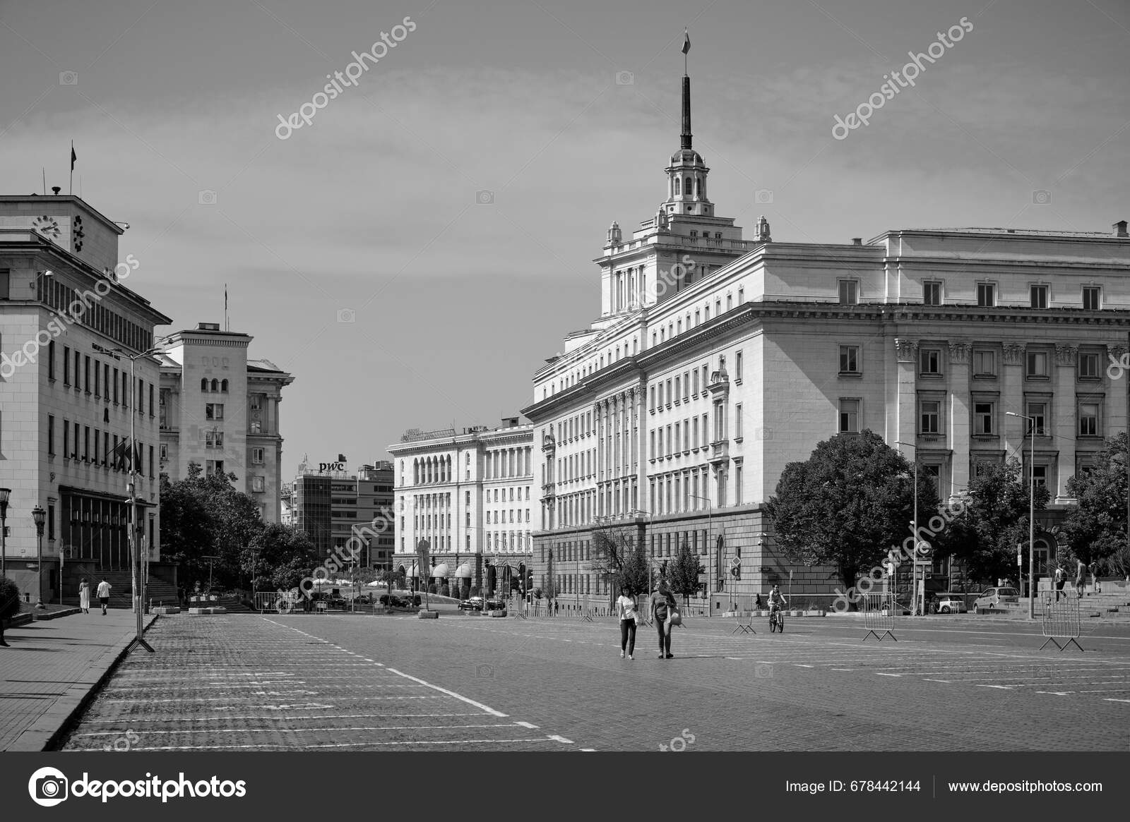 Bulgaria Sofia September 2023 People Historical Buildings Downtown