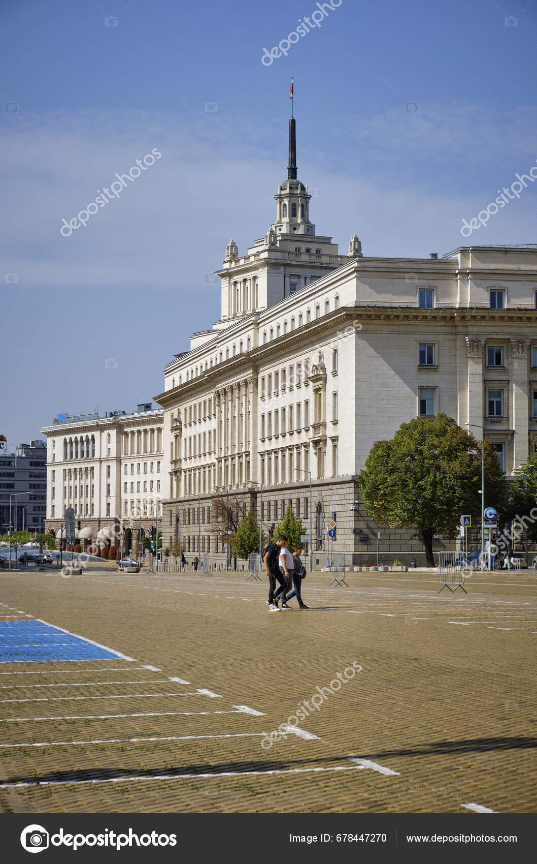 Bulgaria Sofia September 2023 People Historical Buildings Downtown
