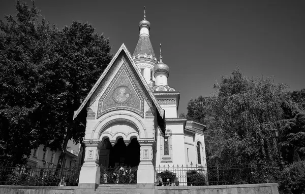 Bulgaria Sofia Pemandangan Gereja Santo Nikolas Russian Tsurkva Sveta Nikolai — Stok Foto