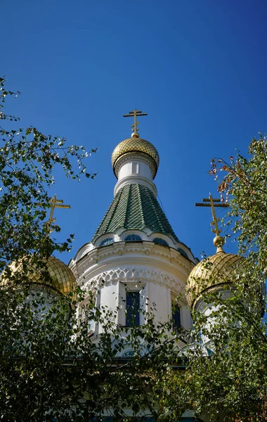 Bulharsko Sofie Pohled Kostel Mikuláše Tsurkva Sveta Nikolaj Centrální Ulici — Stock fotografie