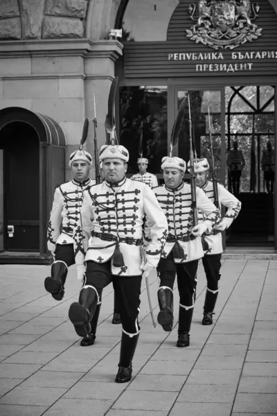 Bułgaria Sofia Września 2023 Zmiana Straży Królewskiej Centralnym Placu Miasta — Zdjęcie stockowe