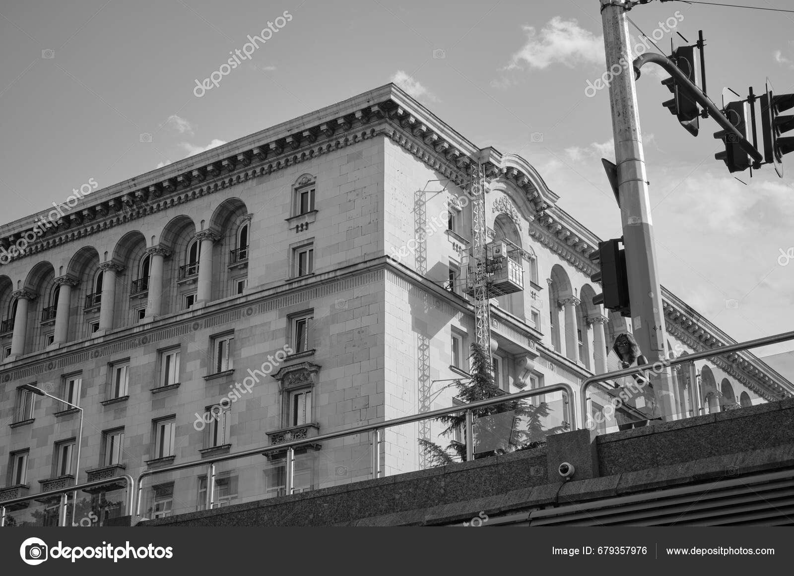 Bulgaria Sofia September 2023 Old Building Facade People Downtown