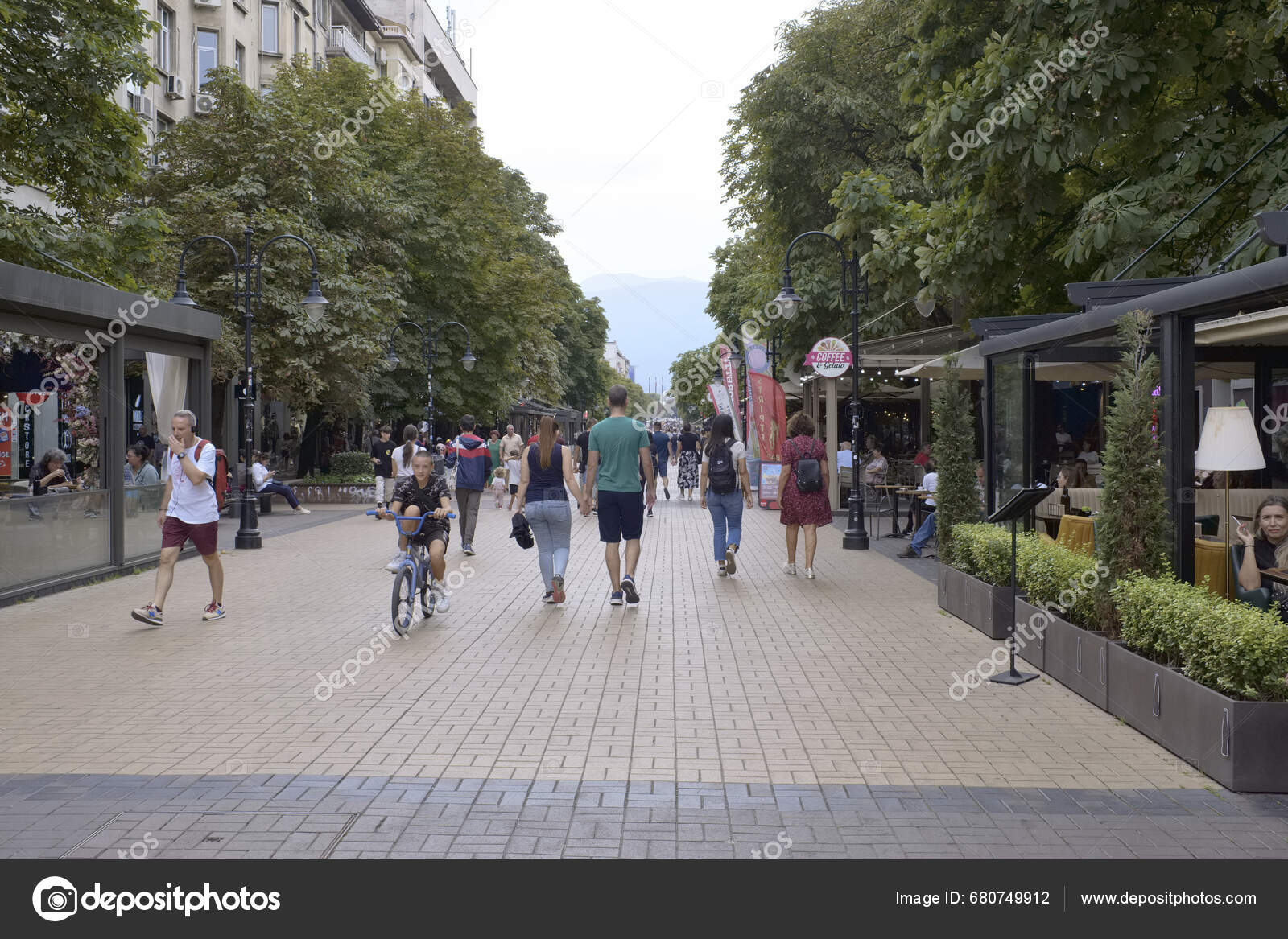 Bulgaria Sofia September 2023 People Vitosha Boulevard Editorial