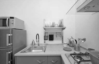 İtalya, Sicilya, Ragusa Eyaleti, kırsal kesim; 30 Mart 2023, zarif özel ev, mutfak manzarası - EDITORIAL