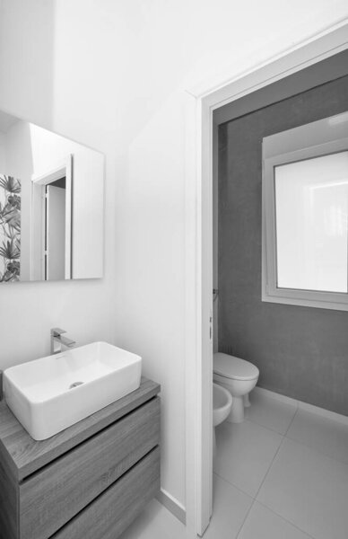 Italy, Sicily, Ragusa Province, countryside; 30 March 2023, elegant private house, bathroom - EDITORIAL