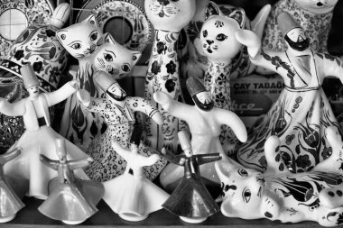 Turkey, Istanbul, Grand Bazaar (Kapali Carsi), turkish porcelain dervish small statues for sale clipart