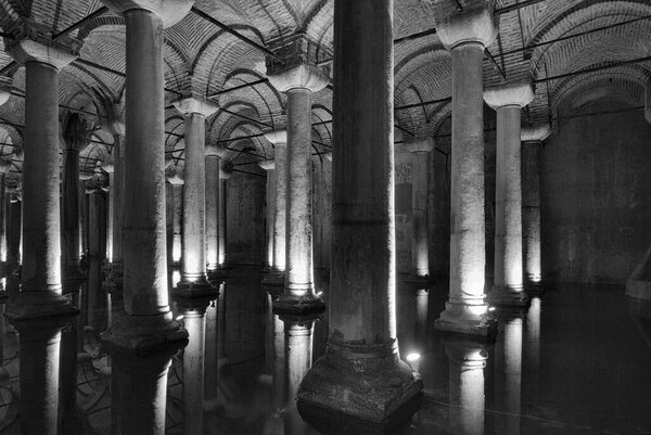 Turkey, Istanbul, The underground Basilica Cistern, built by Justinianus in the 6th century, is still in use and remains an important supply of sweet water for the city