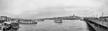 Türkiye, İstanbul; 27 Ocak 2010, Golden Horn, şehir ve Galata Köprüsü 'nün panoramik manzarası - EDITORIAL
