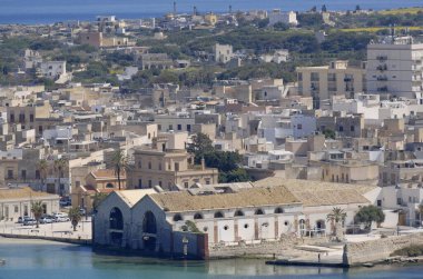 İtalya, Sicilya, Akdeniz, Egadi takımadaları, Favignana Adası (Trapani Eyaleti); eski Florio ton balığı balıkçılığı fabrikası 