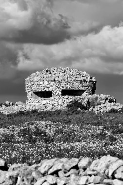 İtalya, Sicilya, Marina di Ragusa, kırsal bölge, İkinci Dünya Savaşı Alman sığınağı