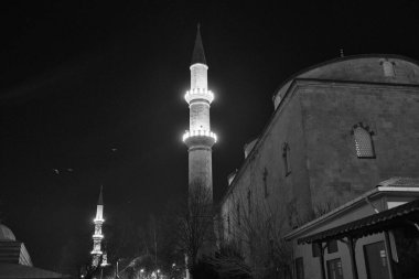 Turchey, Edirne, şehir manzarası ve Selimiye Camii (Selimiye Camii) gece manzarası 