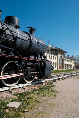Hindi. Edirne; tren istasyonundaki Orijinal Orijinal Doğu Ekspres treni manzarası 