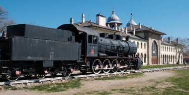 Hindi. Edirne; tren istasyonundaki Orijinal Orijinal Doğu Ekspres treni manzarası 