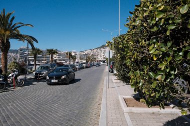 Yunanistan, Kavala, 8 Mart 2025, şehir manzarası - EDITORIAL