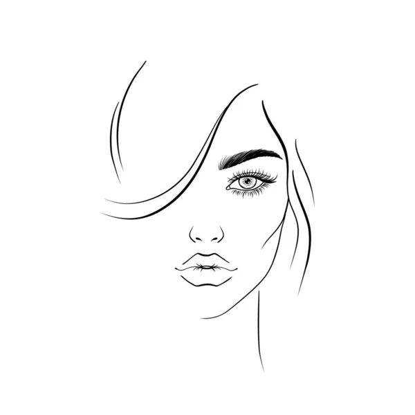 Sketch Young Woman White Background — 图库矢量图片