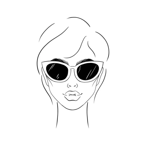 Junge Frau Mit Sonnenbrille Auf Weißem Hintergrund — Stockvektor