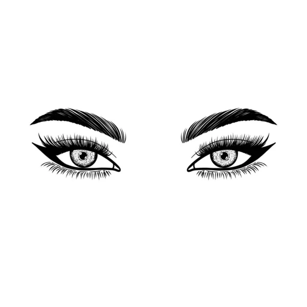 Skizze Weiblicher Augen Linearem Stil Auf Weißem Hintergrund — Stockvektor