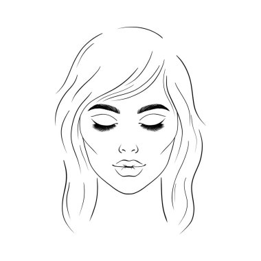 Kadınların yüzleri kapalı. Elle çizilmiş resimler..