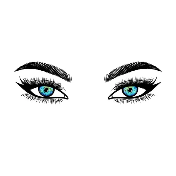 Рука Нарисованные Женские Глаза Белом Фоне — стоковый вектор