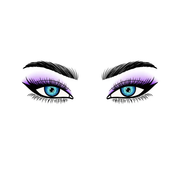 Sketch Female Eyes Linear Style White Background — Stock Vector