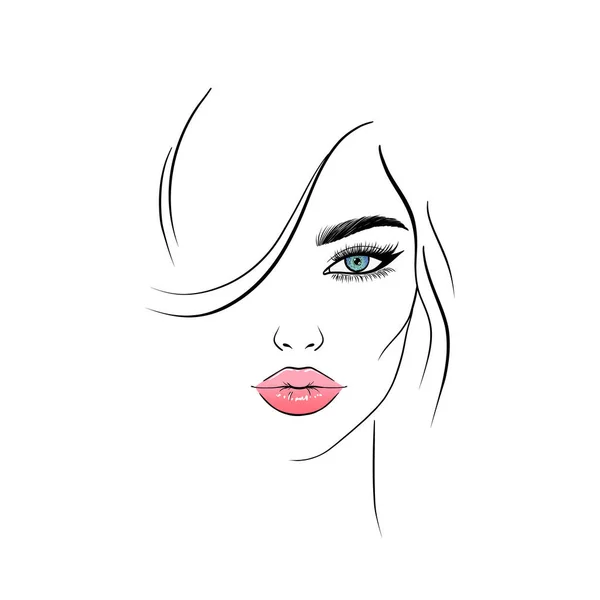 Sketch Young Woman White Background — Stockvektor