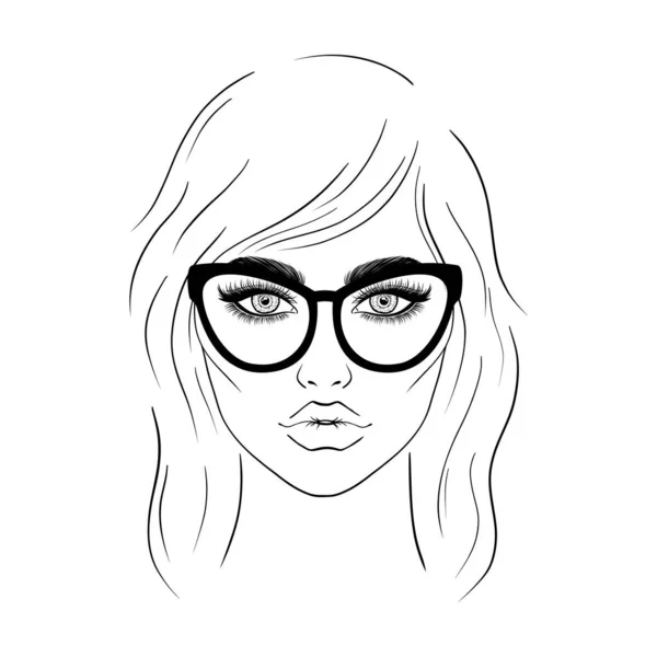 Mladá Žena Brýlích Bílém Pozadí — Stockový vektor