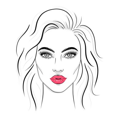 Genç bir kadın beyaz arka plan çiziyor. El çizimi illüstrasyon..