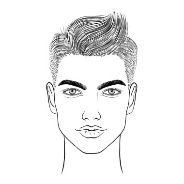  Beyaz arka planda genç bir adamın çizimi. Vektör illüstrasyonu..