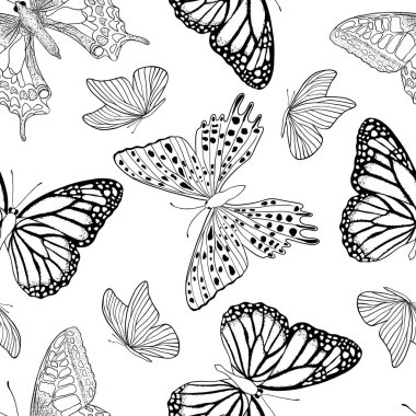 beyaz zemin üzerinde kelebekler ile Seamless Modeli.