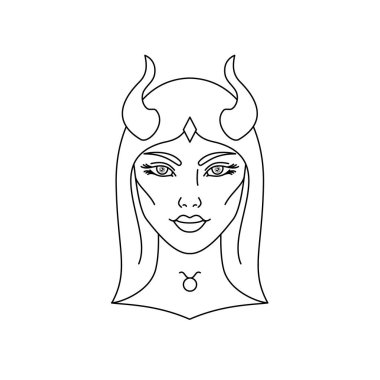 Boğa burcu işareti beyaz arkaplanda sanat tarzında.