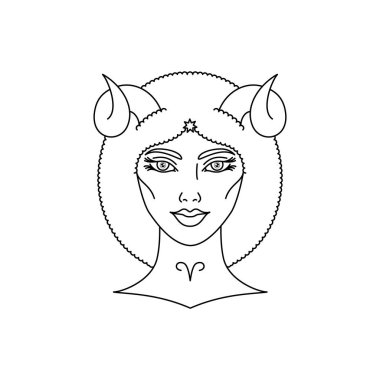 Koç burcu işareti beyaz arka planda sanat tarzında.