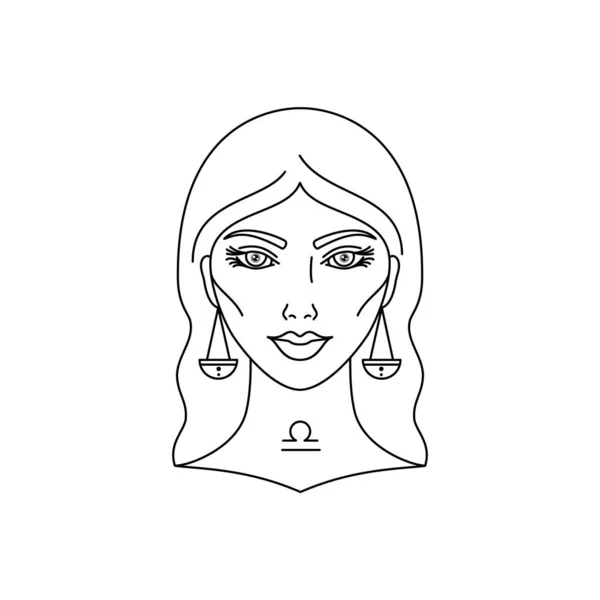 Signe Zodiaque Libra Style Line Art Sur Fond Blanc — Image vectorielle
