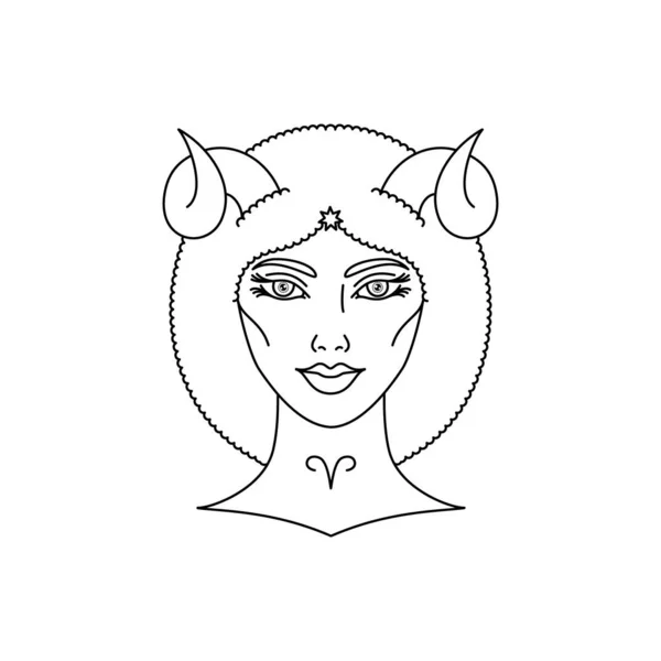 Bélier Signe Zodiaque Style Line Art Sur Fond Blanc — Image vectorielle