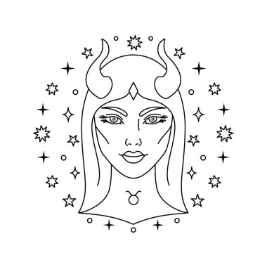 Boğa burcu işareti beyaz arkaplanda sanat tarzında.