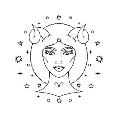 Koç burcu işareti beyaz arka planda sanat tarzında.