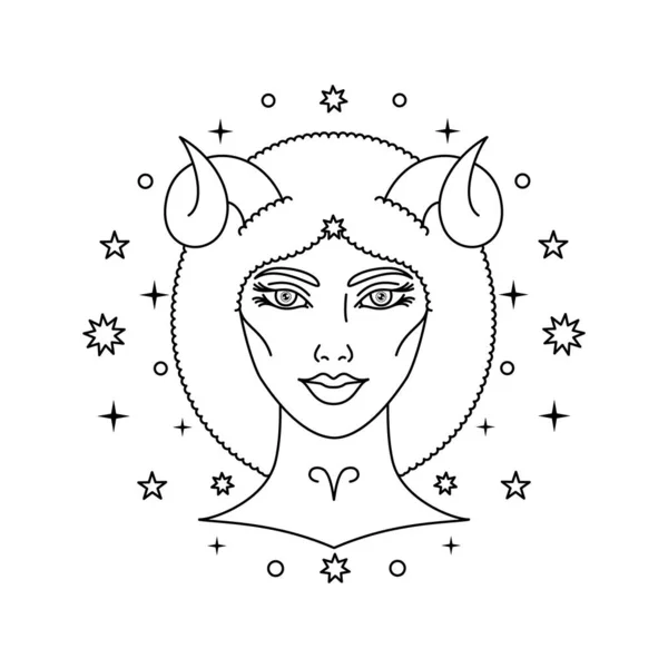 Aries Zodiac Sign Line Art Style White Background — Stock Vector