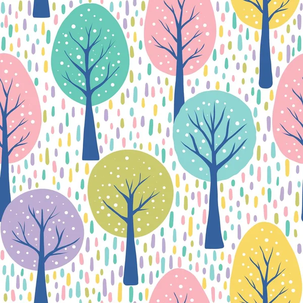 无缝图案 背景斑斑 树木五彩斑斓 — 图库矢量图片